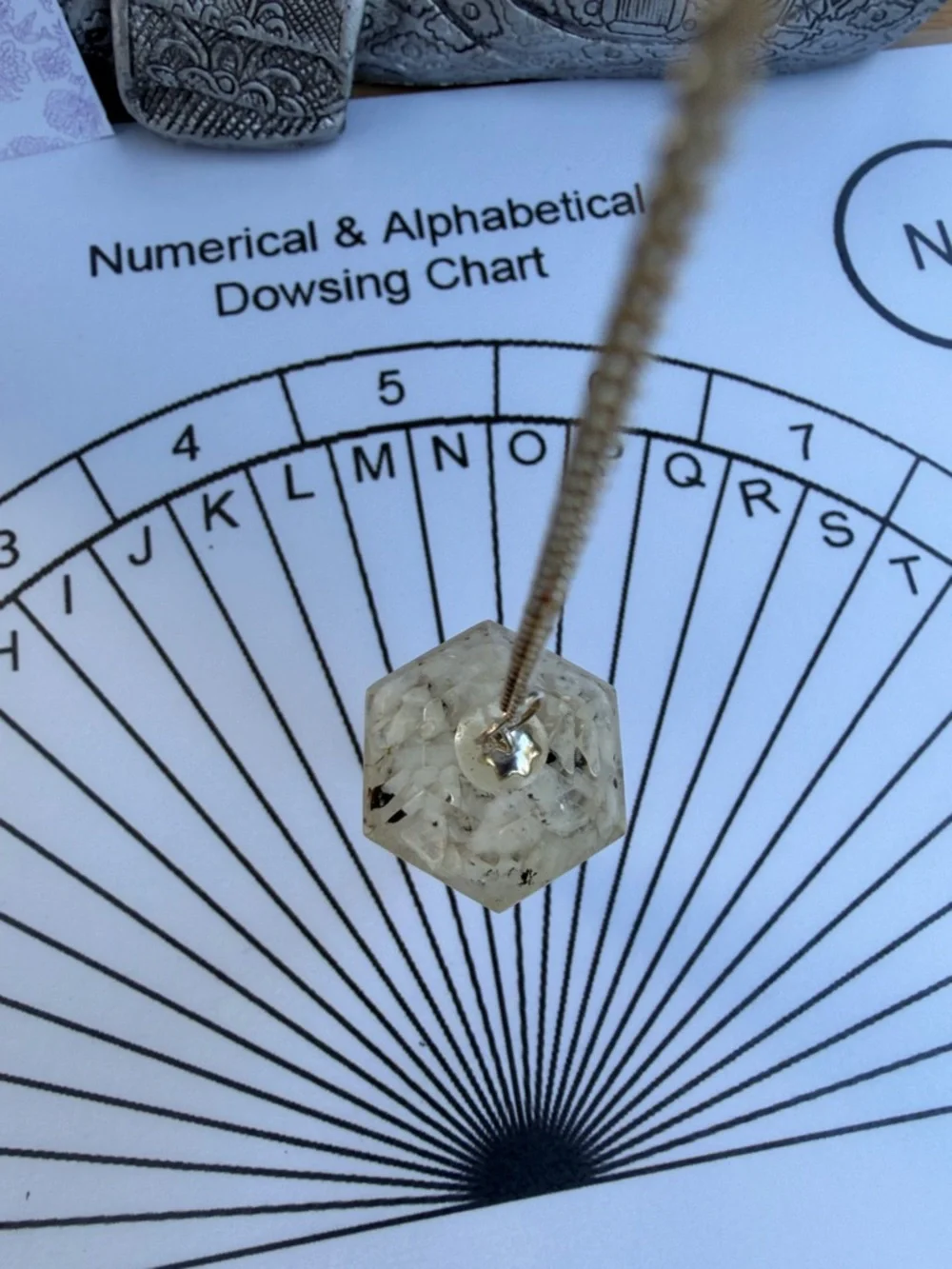 Reiki Infused Rainbow Moonstone Dowsing/Divination Pendulum with Chart & Guide - Picture 11 of 17